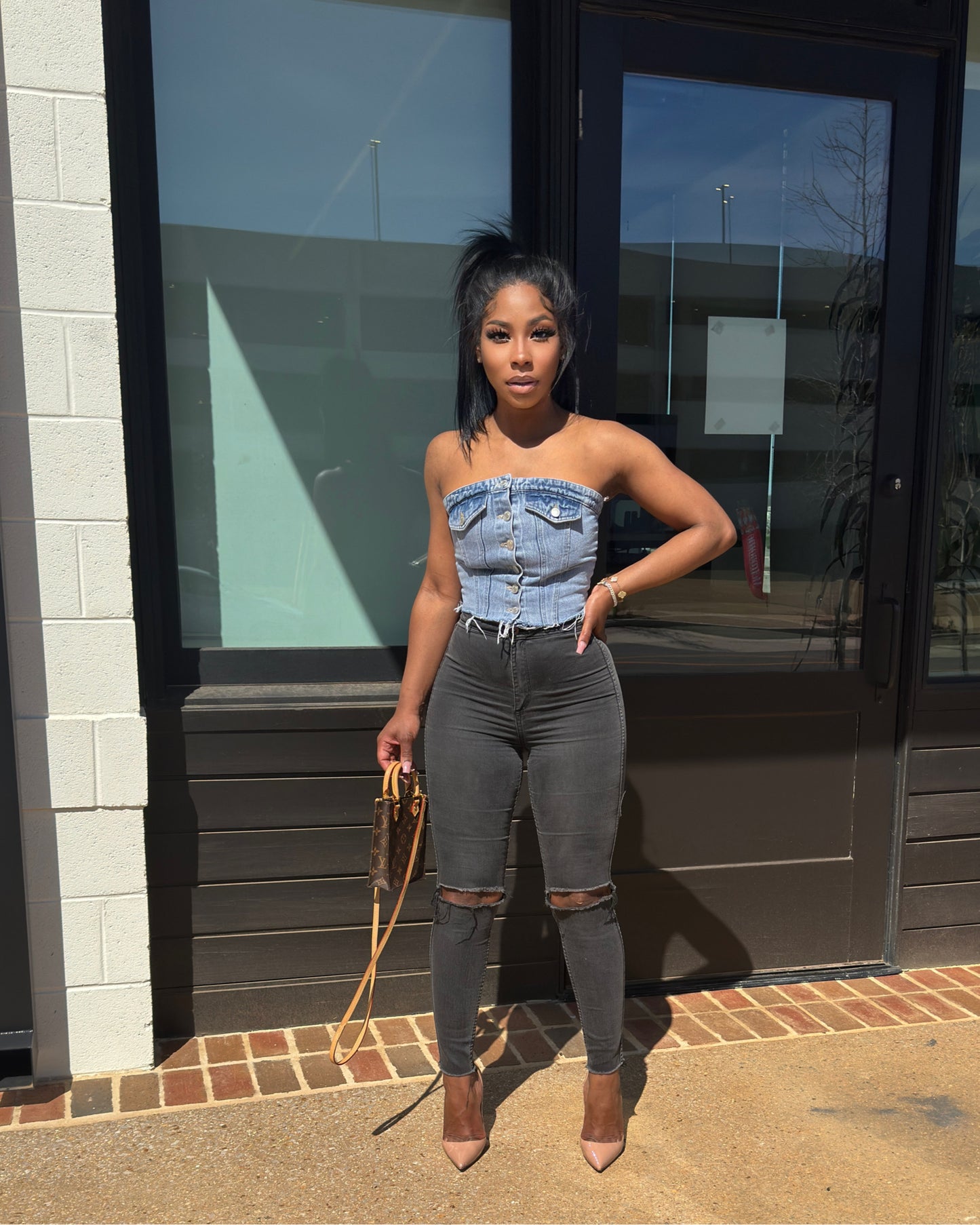 Denim tube top