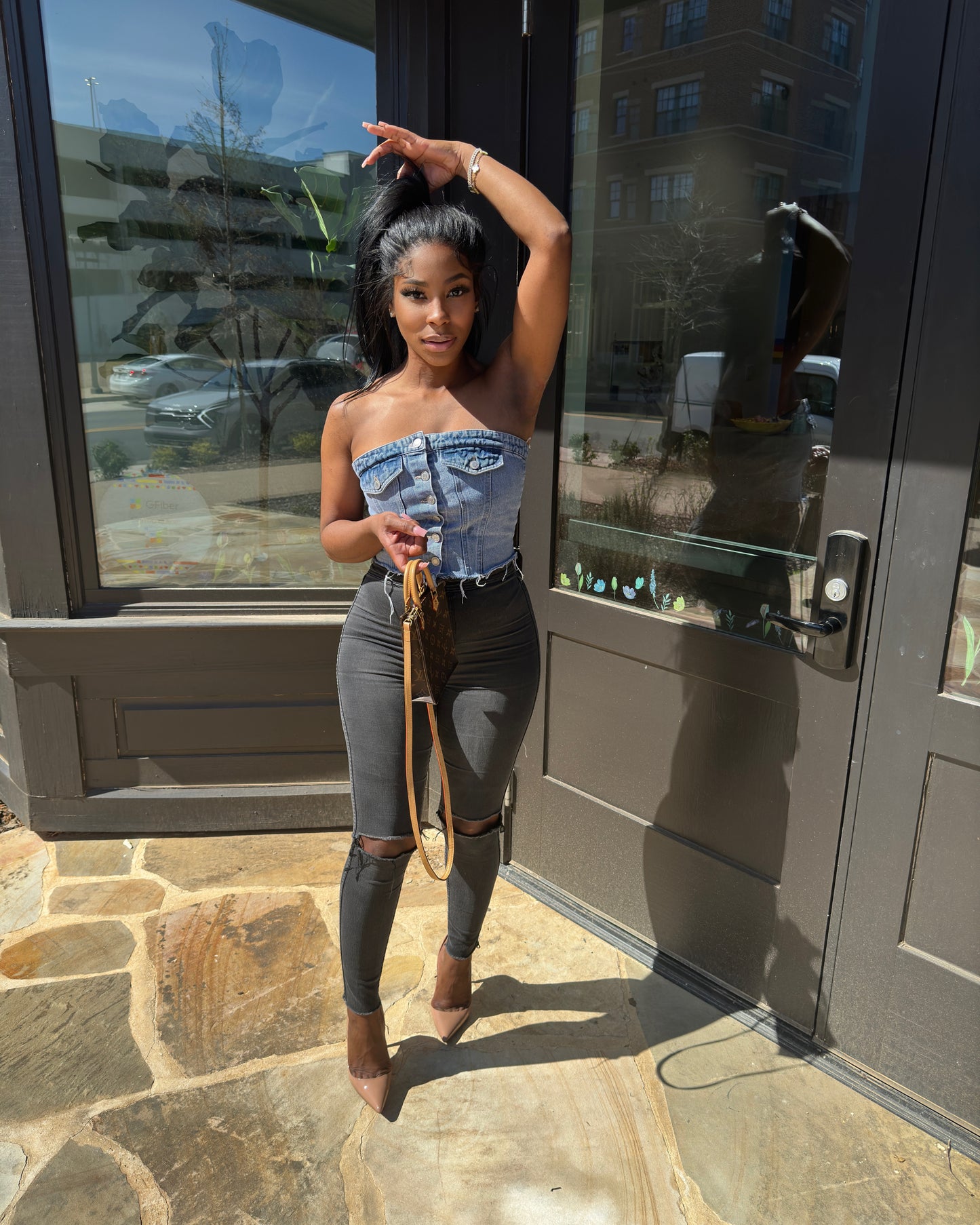 Denim tube top