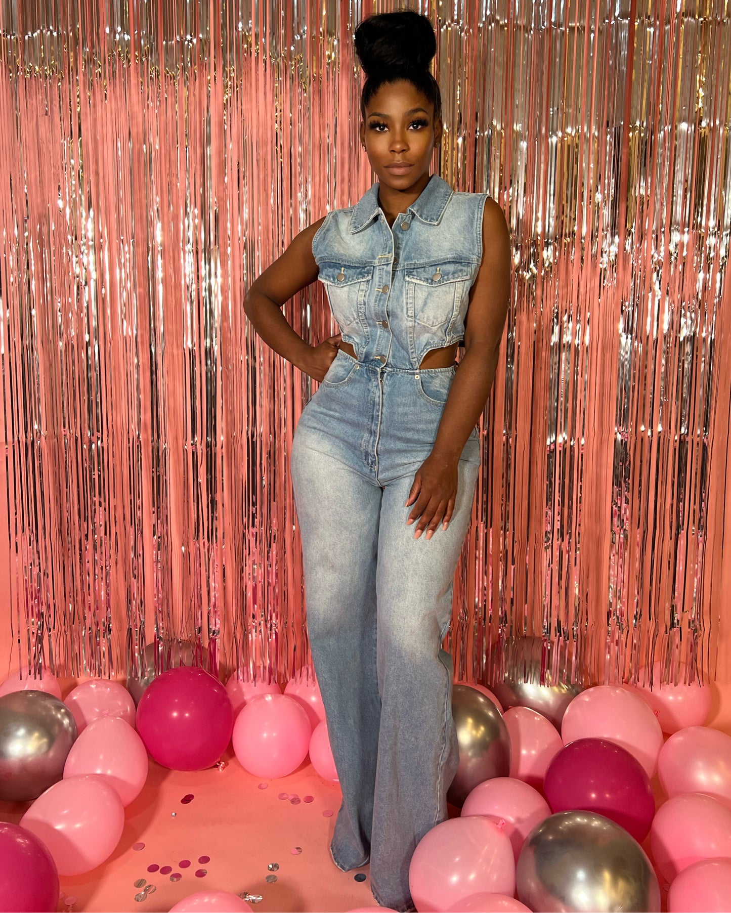 Denim Cutout Jumpsuit