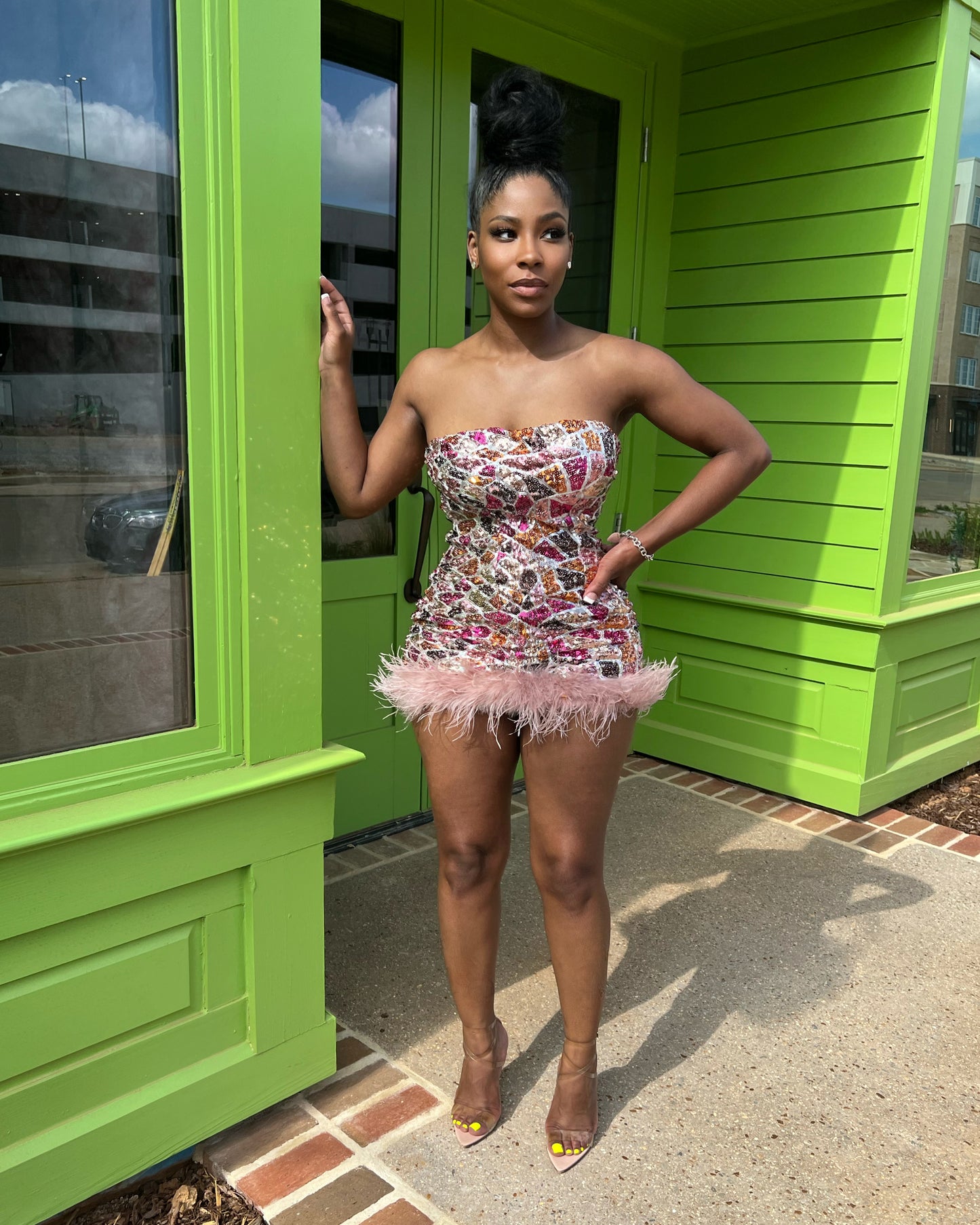 Sequin Feather Dress