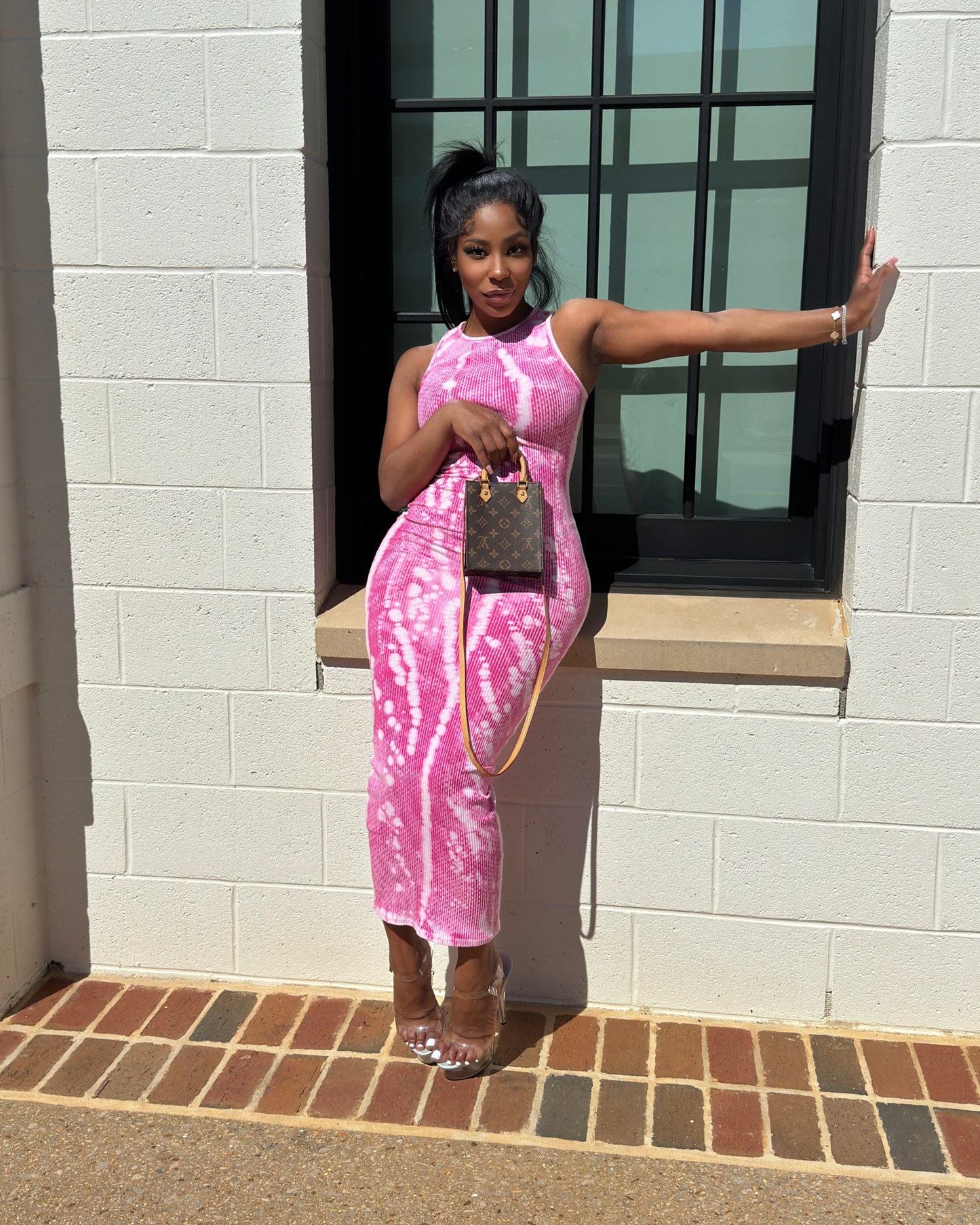 Pink acid wash dress